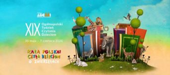 XIX Ogólnopolski Tydzień Czytania Dzieciom. Cała Polska Czyta Dzieciom. centralnie ilustracja książek i zwierząt