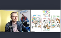 screen przedstawia mężczyznę w okularach w koszuli w kratę i kurtce dżinsowej.po lewej stronie okładki książek.