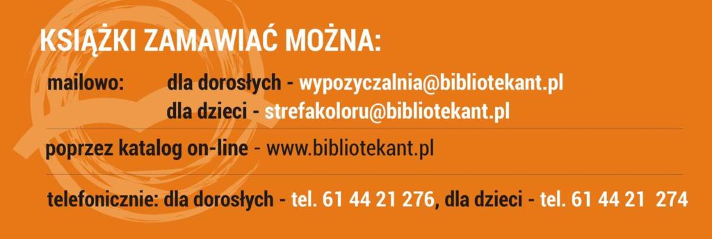trójkolorowa plansza z danymi teleadresowymi i informacją jak zamawiać książki