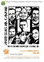 plakat przedstawia kolaż portretów czarno-białych