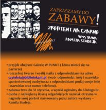 tekst przedstawia kolaż rysunków czarno-białych twarzy. Opis zabawy.