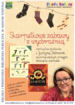Skarpetkowe zabawy z wyobraźnią. Wirtualne spotkanie z Justyną bednarek. Link do pobrania na stronie biblioteki